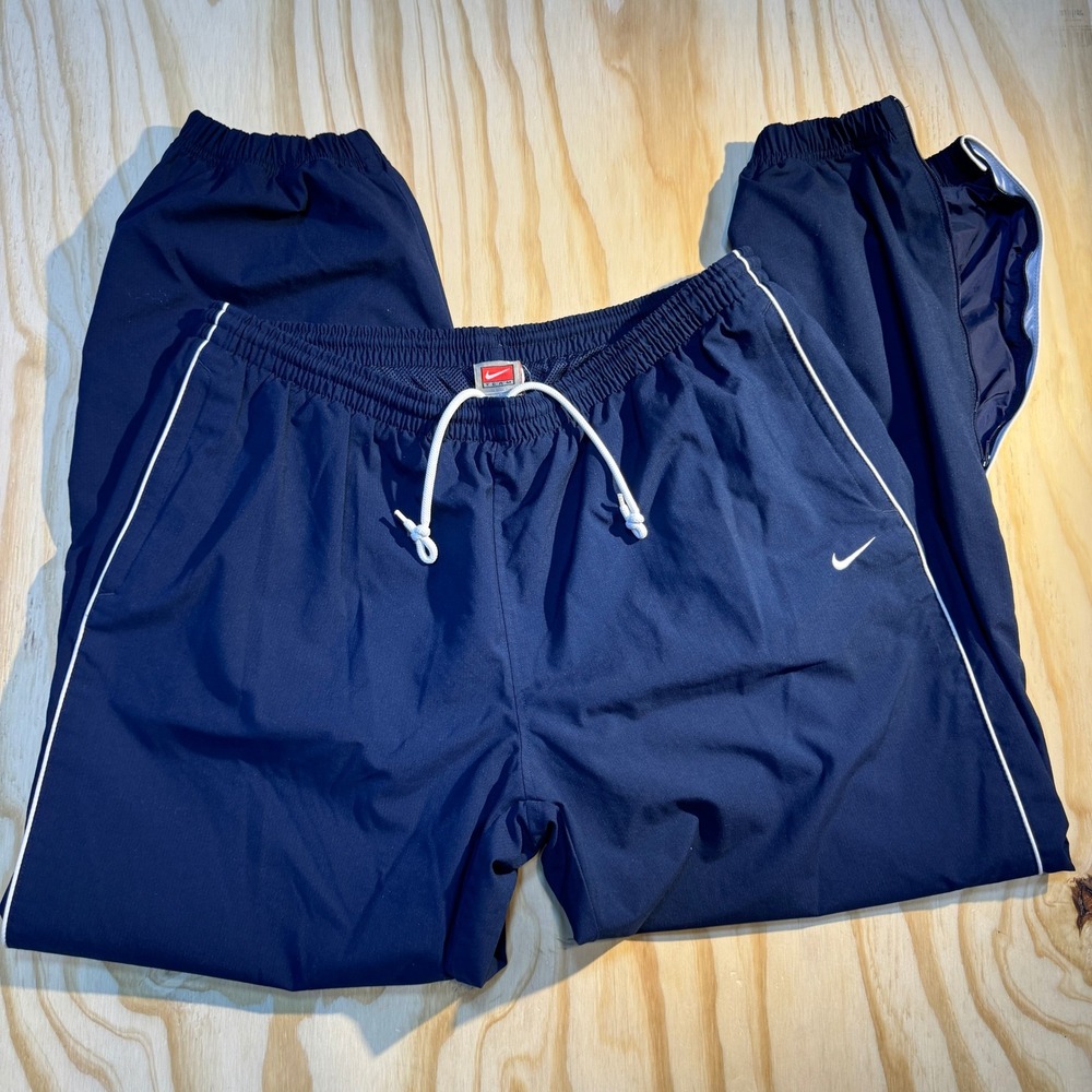 Nike Men's Team Warm Up Navy Blue Piping Windbreaker Track Pants Size Large